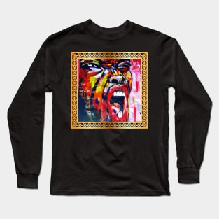 African Artwork, African Woman Screaming Long Sleeve T-Shirt